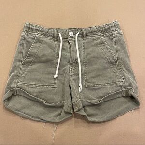 American Eagle Women’s Elastic Waist Drawstring Denim Shorts Army Green Size 4